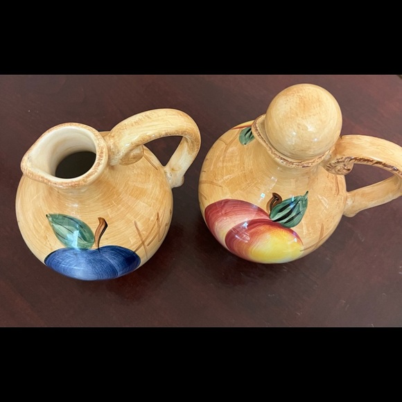 Vintage Oil & Vinegar Ceramic Cruet Set with Salt & Pepper, El Camino Brand - Picture 2 of 10
